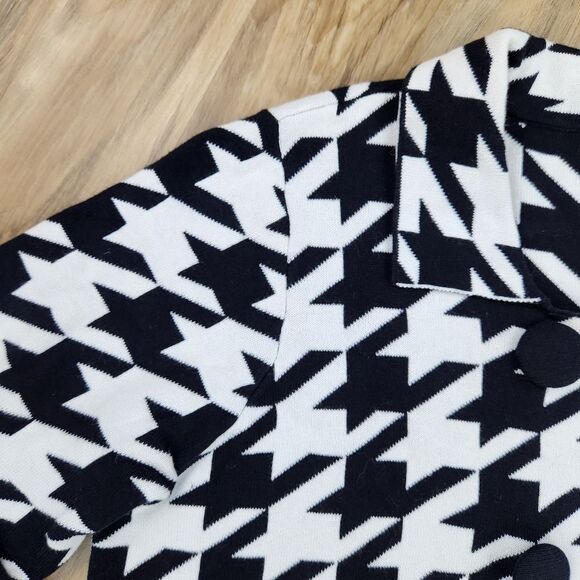 🔹️Worthington Black & White Houndstooth Double Breasted Sweater Jacket XLarge - Picture 6 of 12